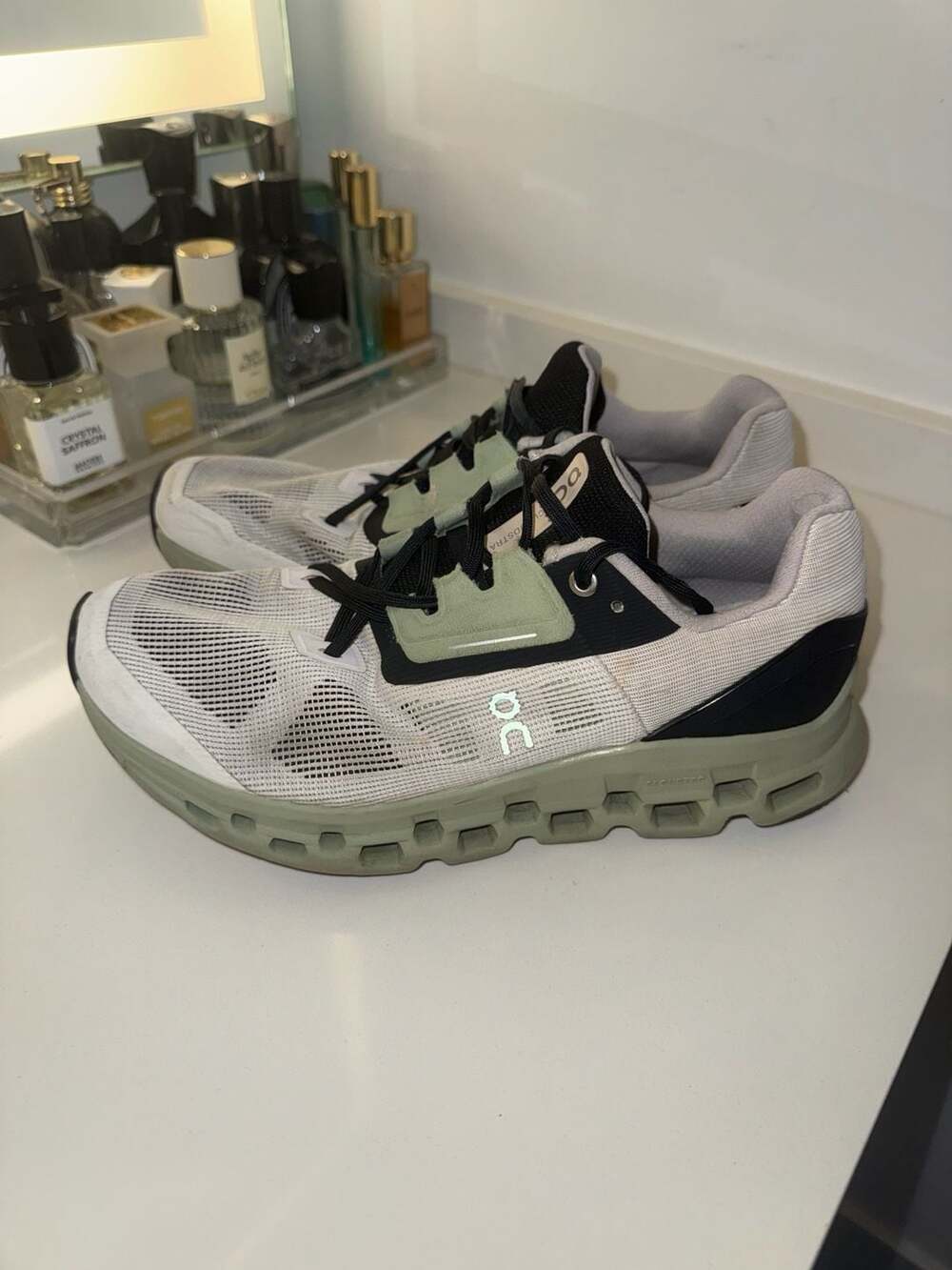On Running Cloudstratus White Black Sage Shoes